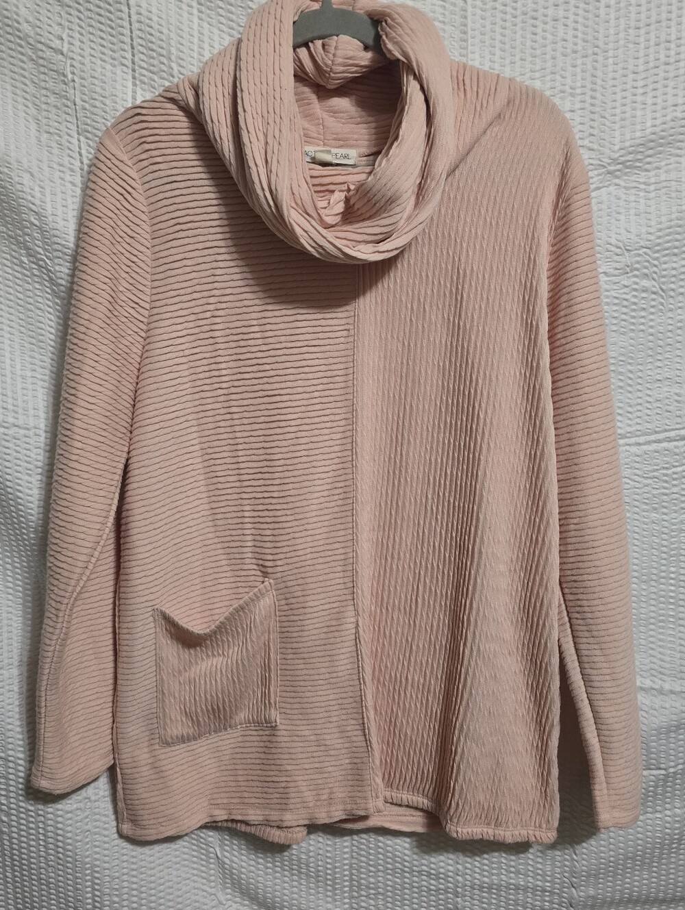 Cactus + Pearl Blush Pink Textured Cowl Neck Tunic Top M